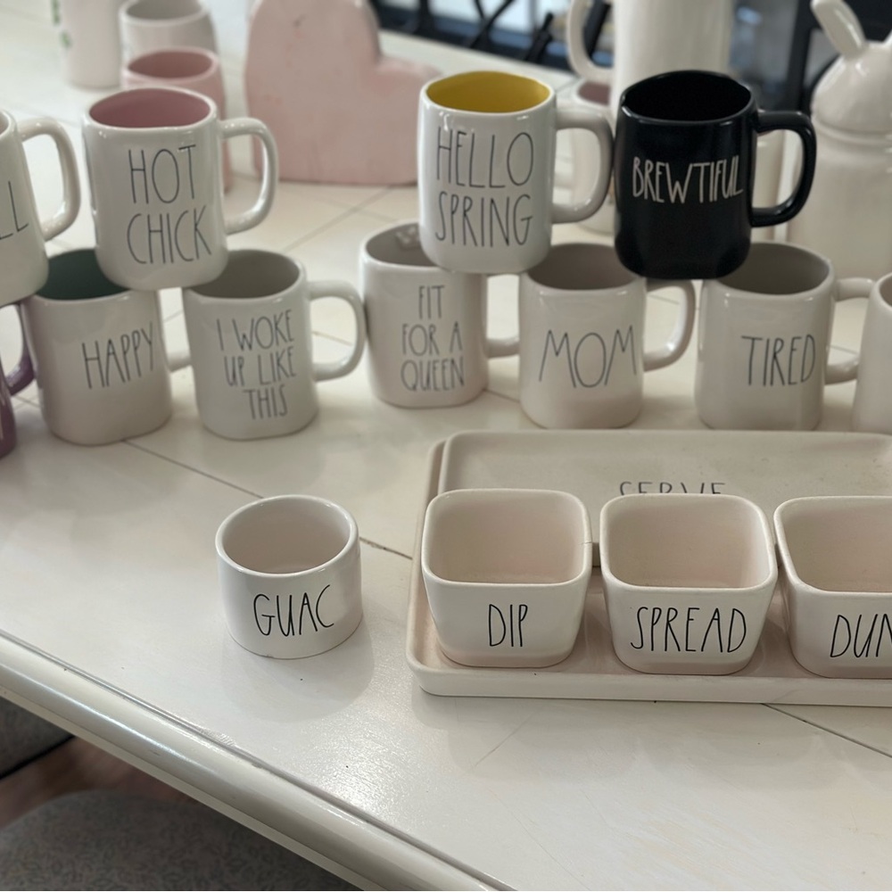 Rae Dunn Ceramic Mug Set - White and Black